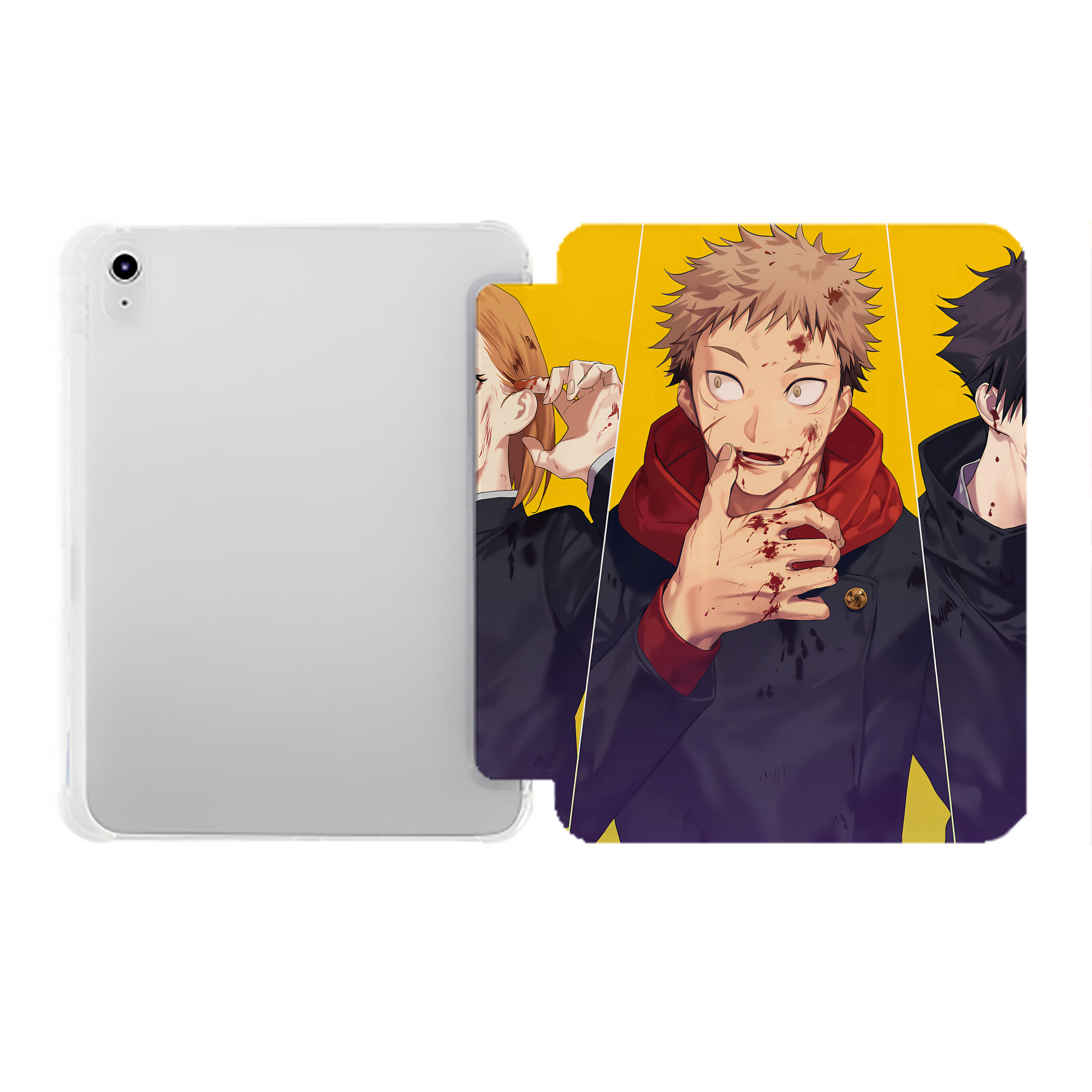 （画像用） 呪術廻戦 Jujutsu Kaisen IPad ケース ペン収納付き 三つ折りスタンド PUレザー×シリコン 対応機種9.5/10.5/10.9インチ